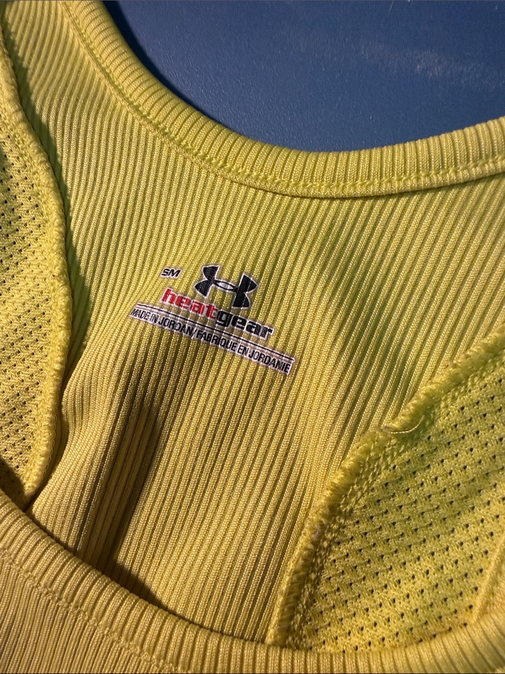 Under Armour Neon Yellow Ribbed Racerback Tank Top - Picture 2 of 3